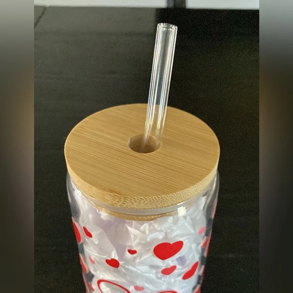 💝 Handcrafted Mickey Mouse heart shaped ears glass tumbler